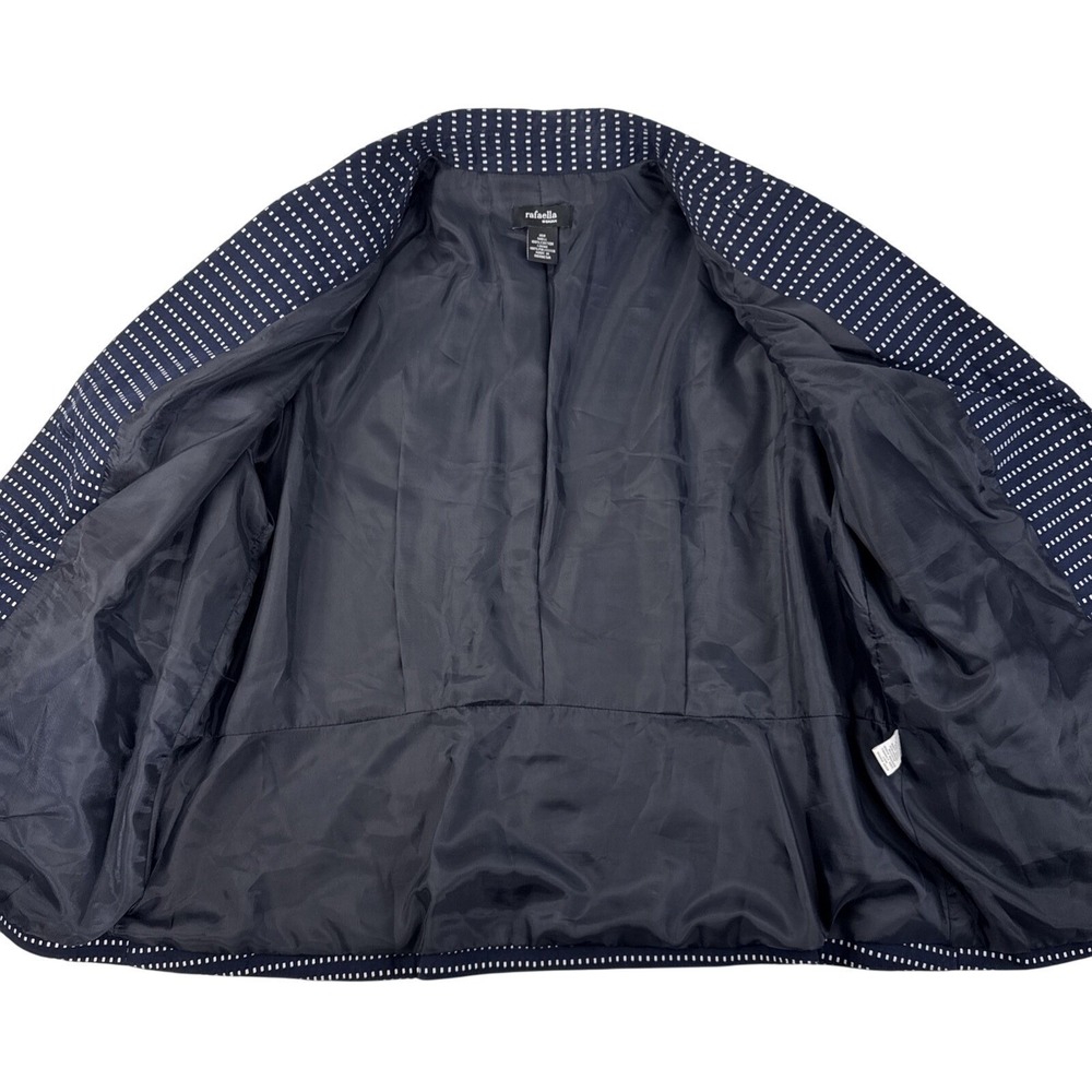 Rafaella Blazer‎ Women 16W Navy Blue White Square Print Cotton Lined Jacket - Picture 3 of 12